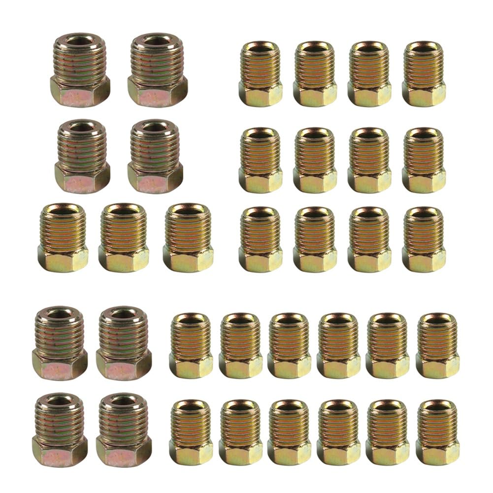 Iouaer 35-Teiliges Bremsleitungs-Anschlussset für 3/16 (19 Anschlüsse) und 1/4 (16 Anschlüsse) für Umgedrehte Bördelbremsleitungsrohre von Iouaer