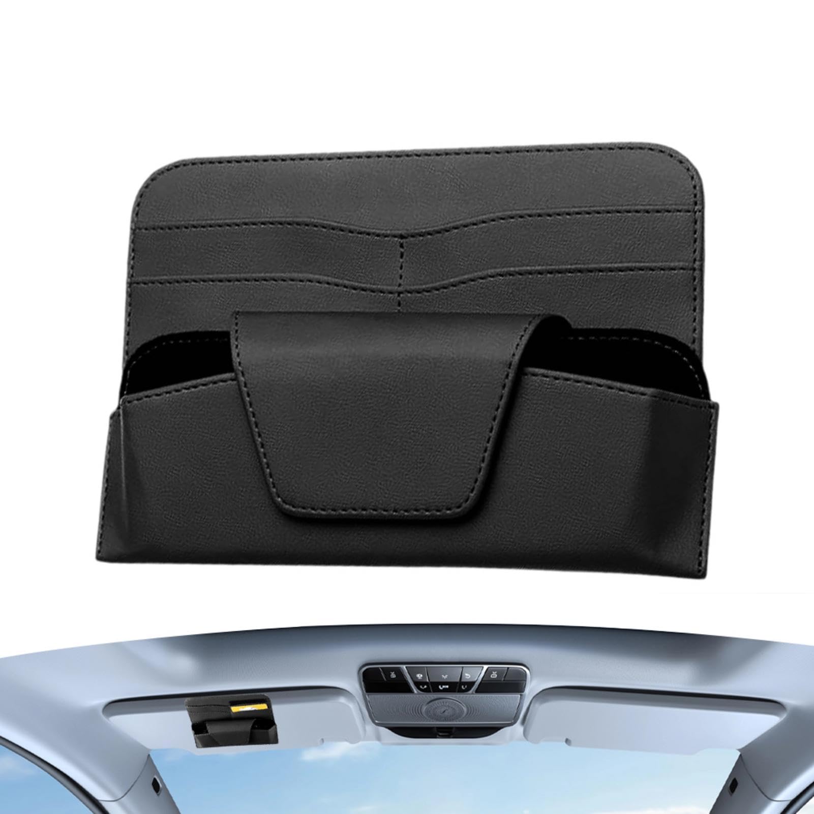 Brillenhalter für Auto, Hängeklemme für Brille, automatischer Brillenorganizer, Autozubehör aus PU-Leder mit elegantem und funktionalem Design zum Organisieren der Brille von Iouyjiu