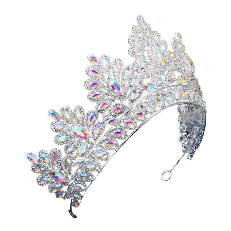 Ipetboom ab Diamant übertriebene Krone Tiara der Abschlussballkönigin Braut elegante Krone wedding hair accessories brauthaatschmuck Legierungskrone Kronendekor Legierung Strass Colorful von Ipetboom