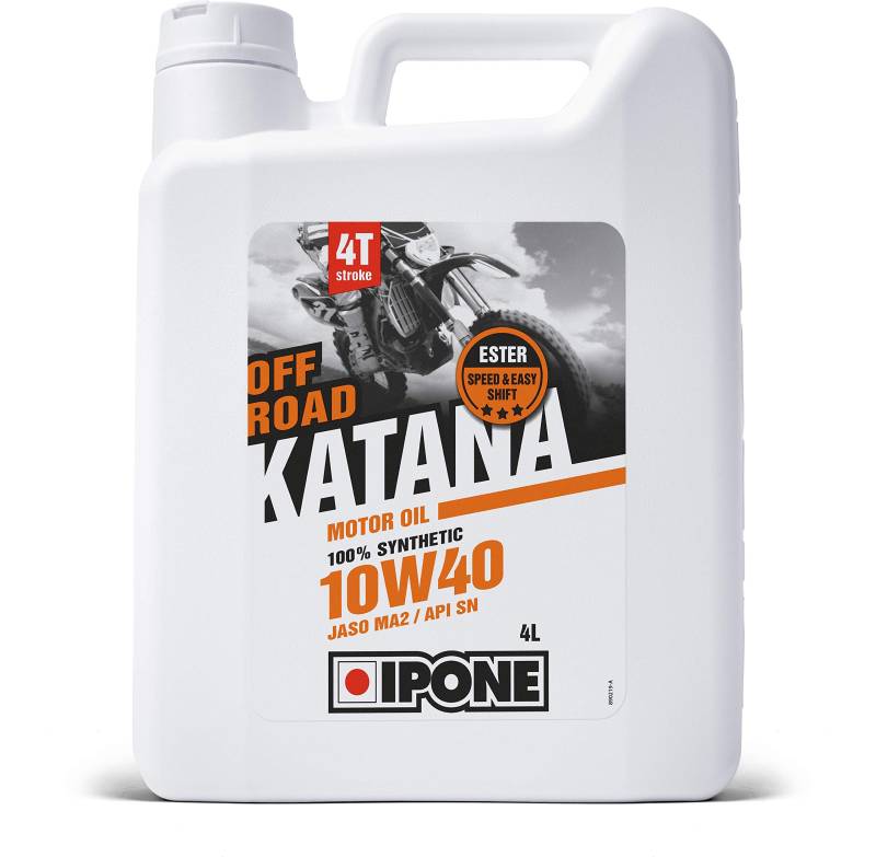 IPONE - Motoröl 4-Takt-Motorrad 10W40 Katana Off Road -100% synthetisch mit Estern - Schnelles und präzises Schalten - 4L-Kanister von Ipone