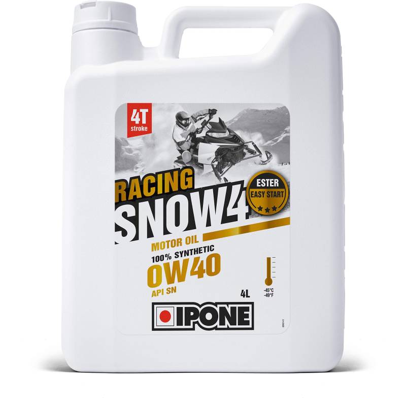 IPONE - Motoröl Schneemobil 4-Takt 0W40 Snow 4 Racing - 4L-Kanister - 100% Synthetisch mit Estern - Sehr hohe Leistung - Schneller Start von IPONE