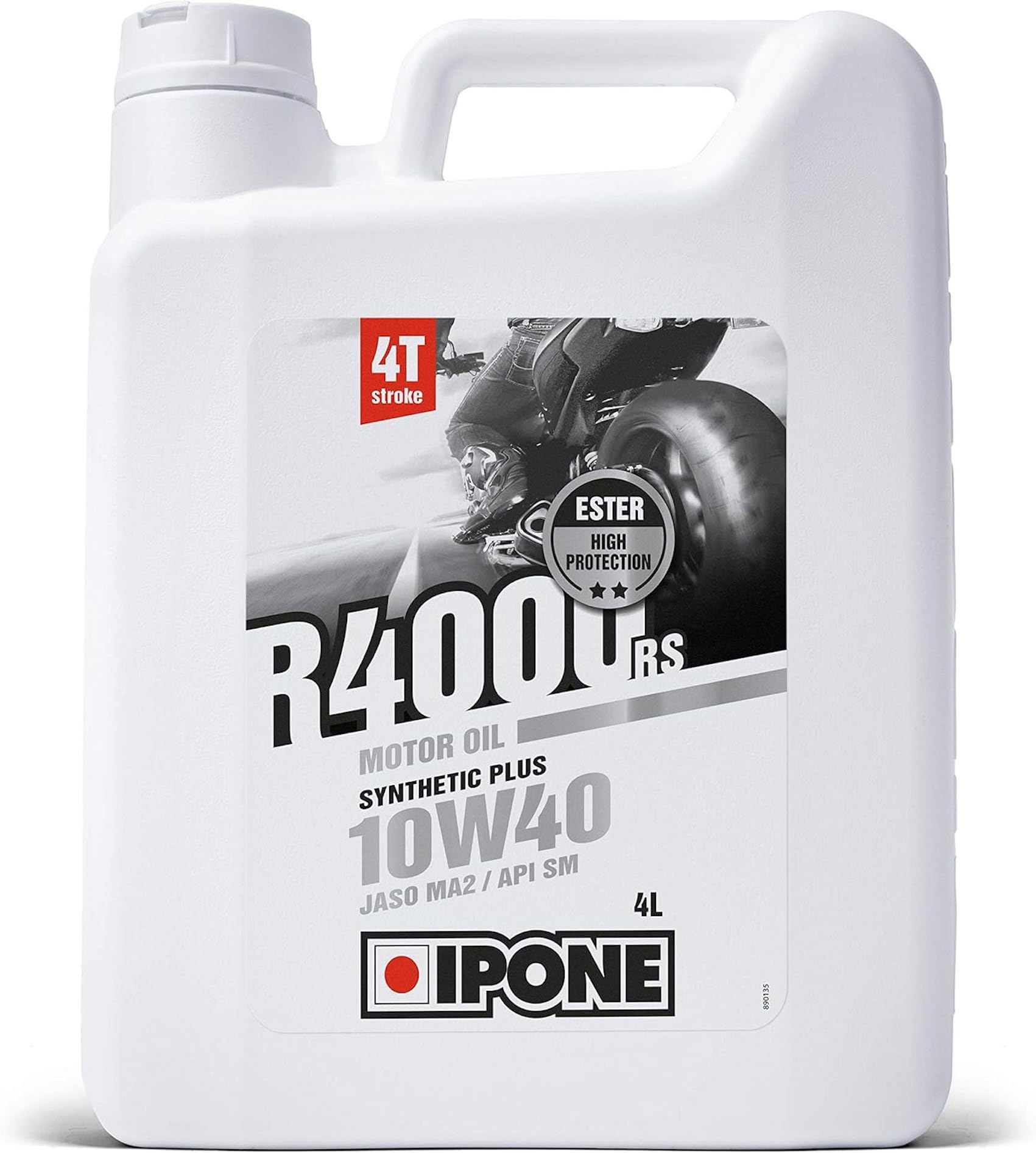 IPONE – Motoröl VT Motorrad 10W40 R4000 RS – 4 Liter Kanister – Teilsynthetischer Schmierstoff mit Ester – Hervorragende Qualität – Außergewöhnliche Verschleißfestigkeit und Motorenschutz von IPONE