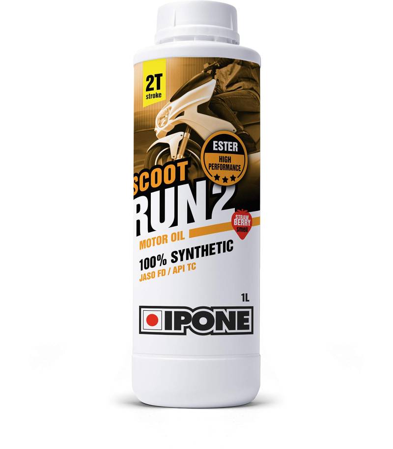 Ipone - 2-Takt-Rolleröl Scoot Run 2-100% synthetisch - Hohe Qualität - Anti-Rauch-Formel - Erdbeerduft - 1 Liter von Ipone