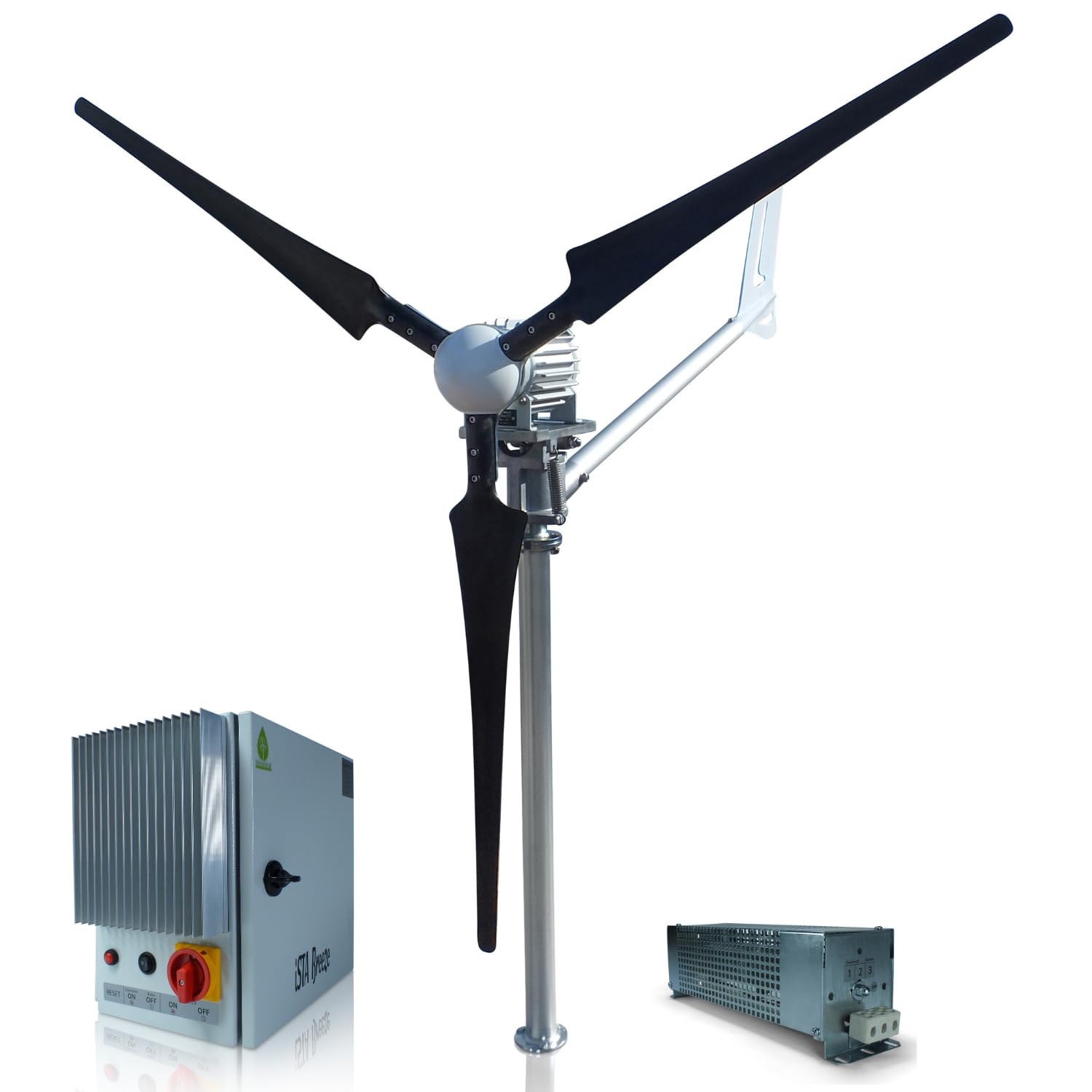 Istabreeze Windturbine Set mit Kippvorrichtung für erhöhte Sicherheit - Leistungsstark, Effizient, 1500 Watt, 24 Volt (Windturbine mit Laderegler) von Istabreeze