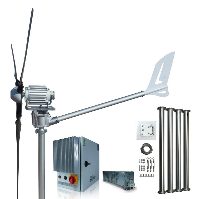 Istabreeze Windturbine Set mit Kippvorrichtung für erhöhte Sicherheit - Leistungsstark, Effizient, 1500 Watt, 24 Volt (Windturbine mit Laderegler plus Tower) von Istabreeze