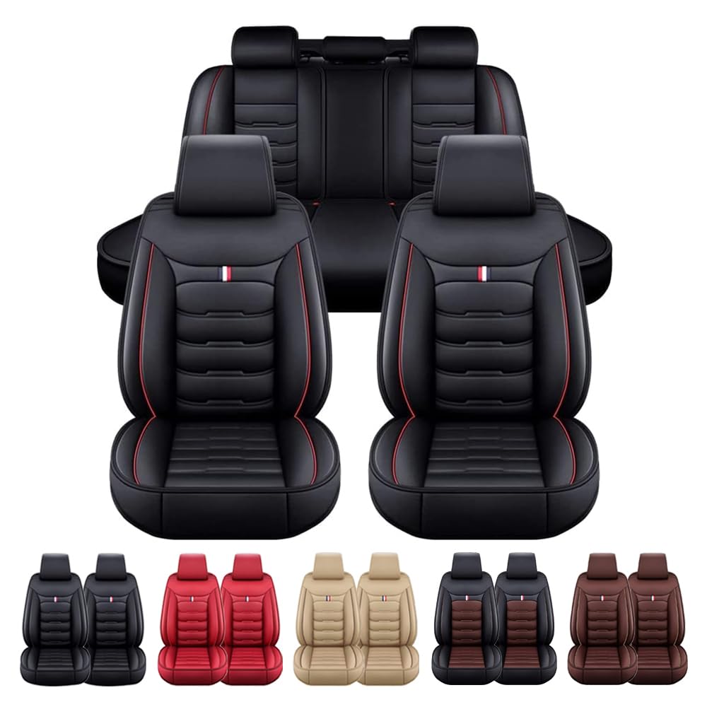 Auto Leder Sitzbezügesets für Nissan Pathfinder III R51 2004-2009 2010 2011 2012 2013 Full Surround Custom Sitzkissen Sitzbezüge Auflagen Seat Cover Sets Zubehör,BlackRed von ItZza