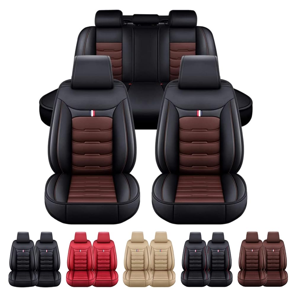 ItZza Auto Leder Sitzbezügesets für Jeep Compass Latitude 2007-2019/Jeep Renegade 2015-2024 Full Surround Custom Sitzkissen Sitzbezüge Auflagen Seat Cover Sets Zubehör,BlackCoffee von ItZza