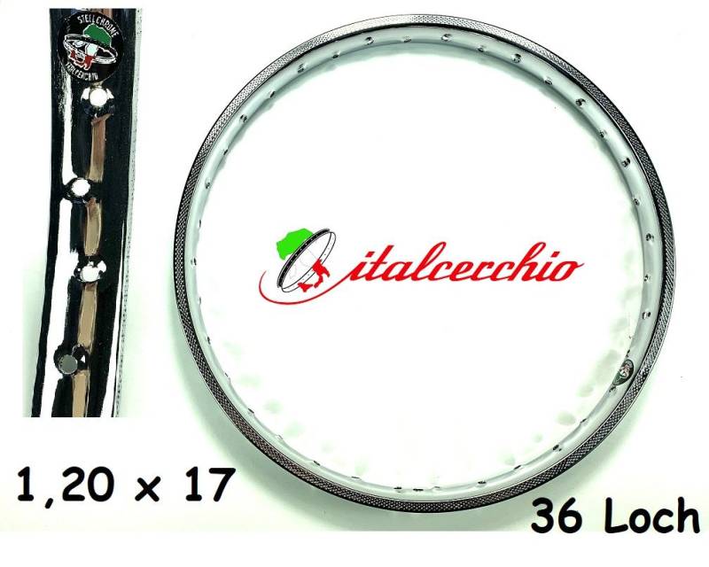 1 x Felgenkranz 17" ohne Sicke 36 Loch Felgenbett Chrom 1,20 x 17 Felge von Italcerchio