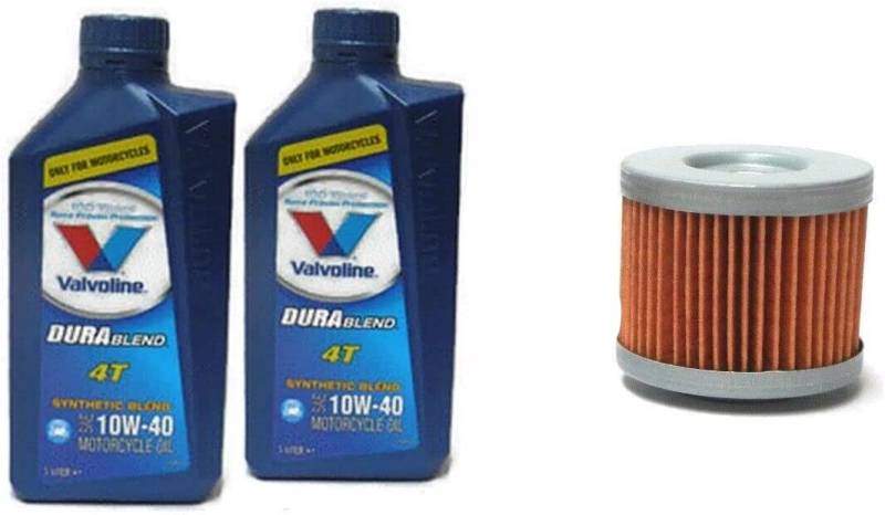 Motorenöl Valvoline Dura Blend 4T 10W40 2L + Ölfilter für MZ MuZ 125 SX SM RT von ItalyRacing