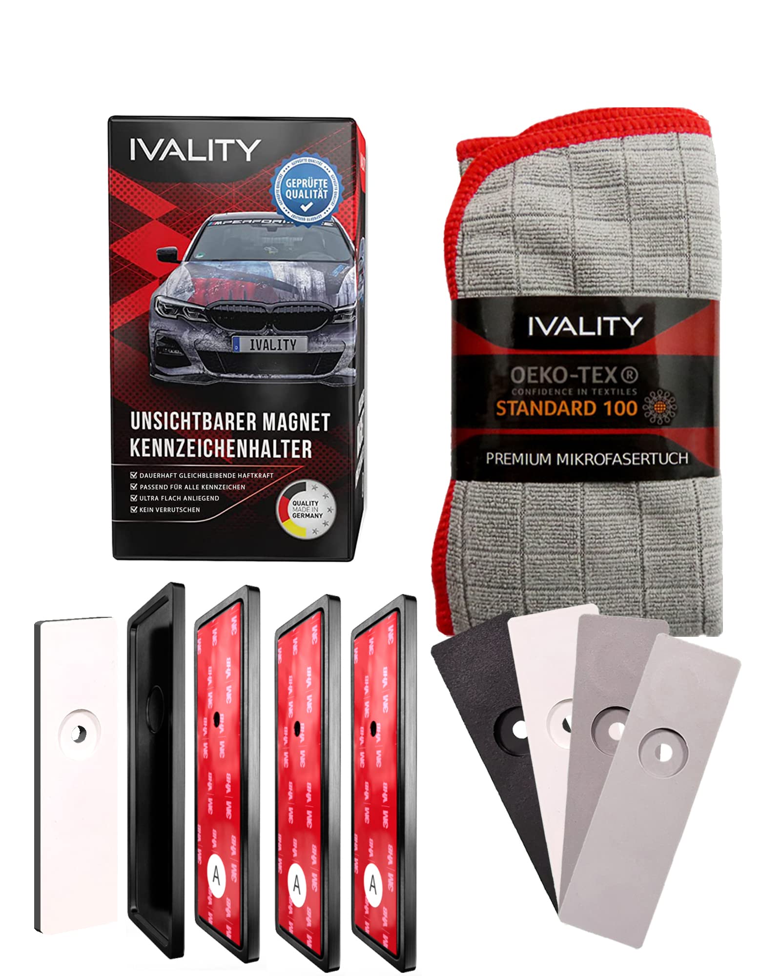 Ivality® Magnet Kennzeichenhalter Rahmenlos für 2 Kennzeichen | Magnetische Nummernschildhalterung Auto | Kennzeichenhalterung Nummernschildhalter | Österreich Wechselkennzeichen von Ivality