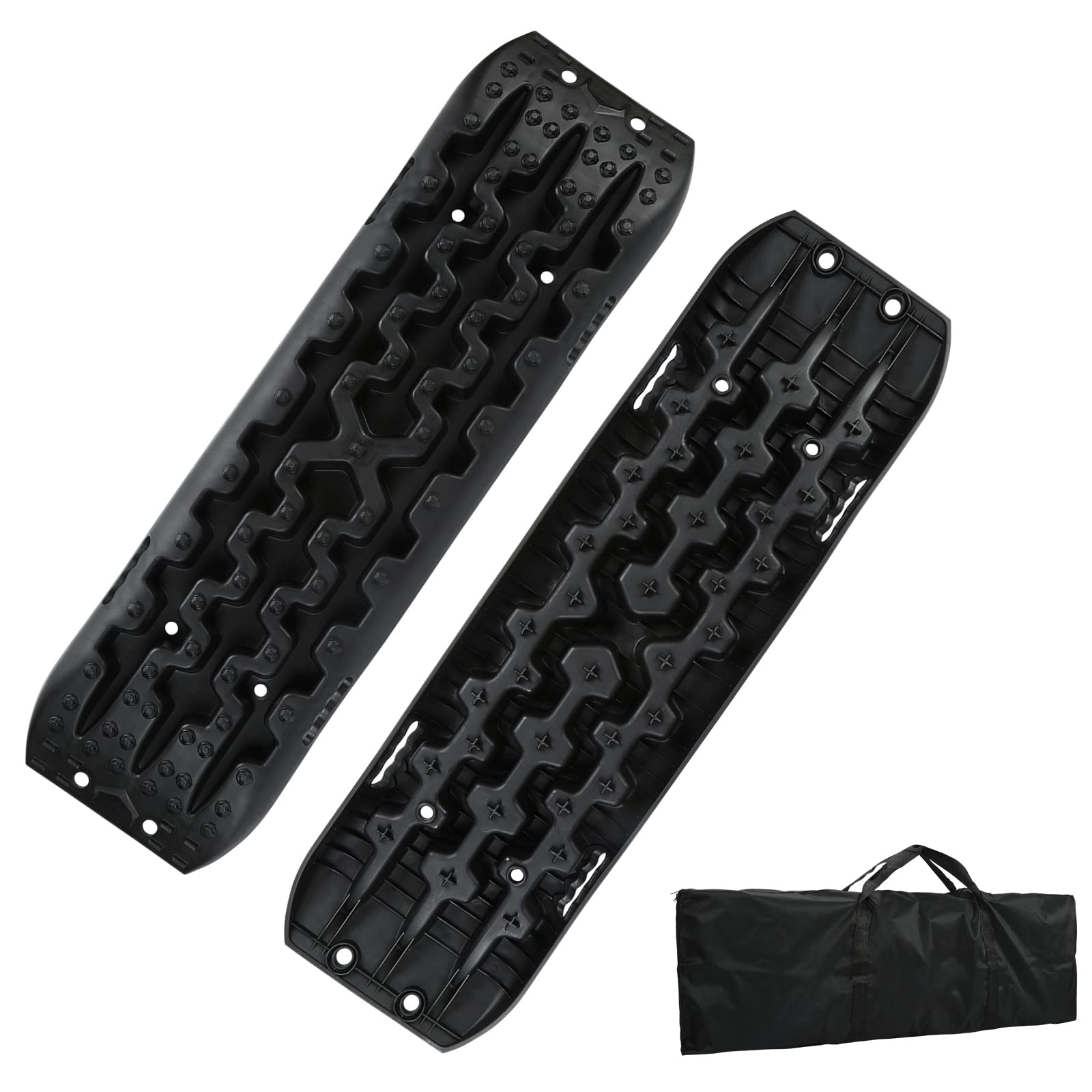 Izrielar Anfahrhilfe Wohnmobil, Recovery Board Offroad Tracks Traction Mats, Traktionsmatte Gripmatte Sand Schneereifen Traktionsband für Wohnmobile, Autos und Lastwagen, Schwarz, 2 Stücke von Izrielar