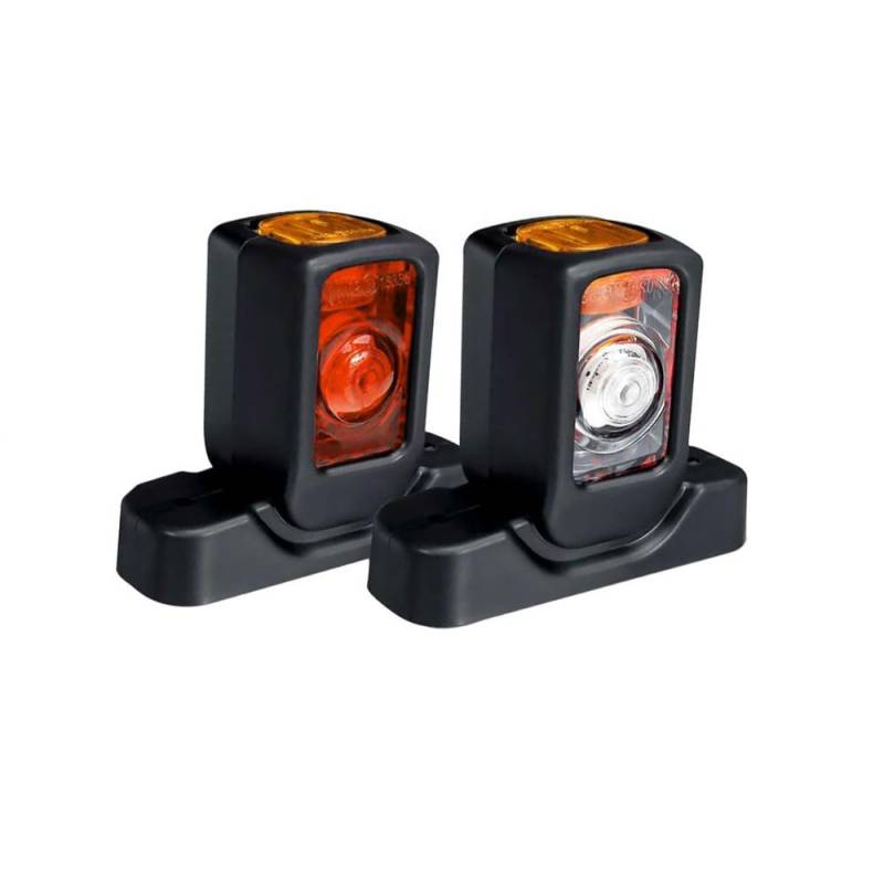 J/J 2 seitliche LED-Positionsleuchten, 12 V – 24 V, dreifarbig, rot, weiß, orange, Begrenzungsleuchten, links und rechts, europäische Zulassung für Anhänger, LKW, LKW, Fahrgestell von J/J