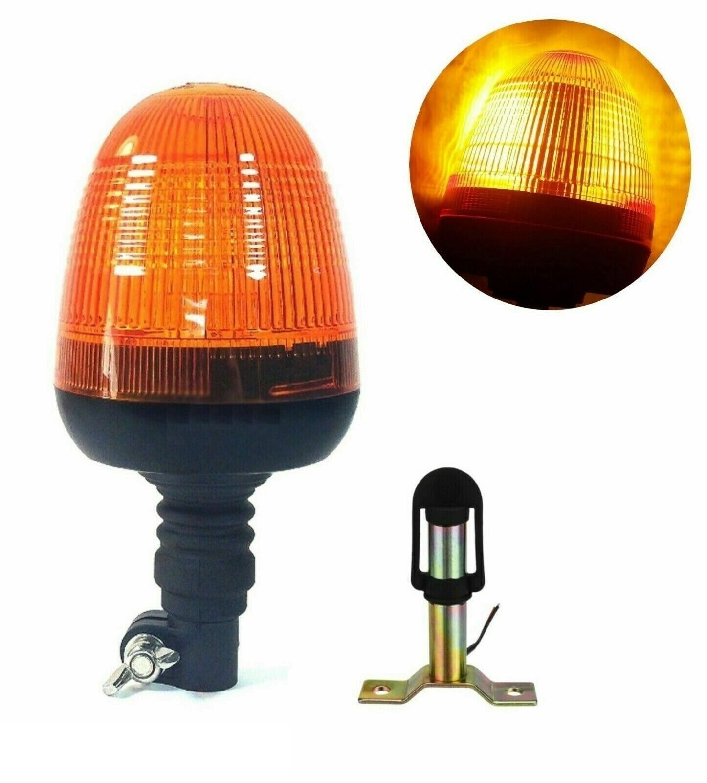 Rundumleuchte Warnleuchte 40 LED Orange 12/24V E9 R65 + Stange Halterung "T" für Traktor LKW Landwirtschaft von J/J