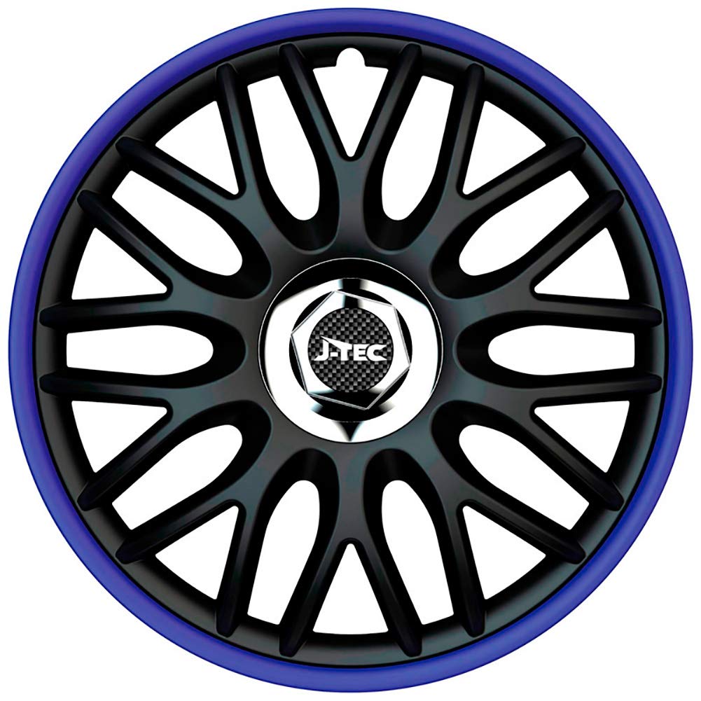 Satz J-Tec Radzierblenden Orden R 14-Zoll Schwarz/Blau + Chrom Ringe von AUTO-STYLE