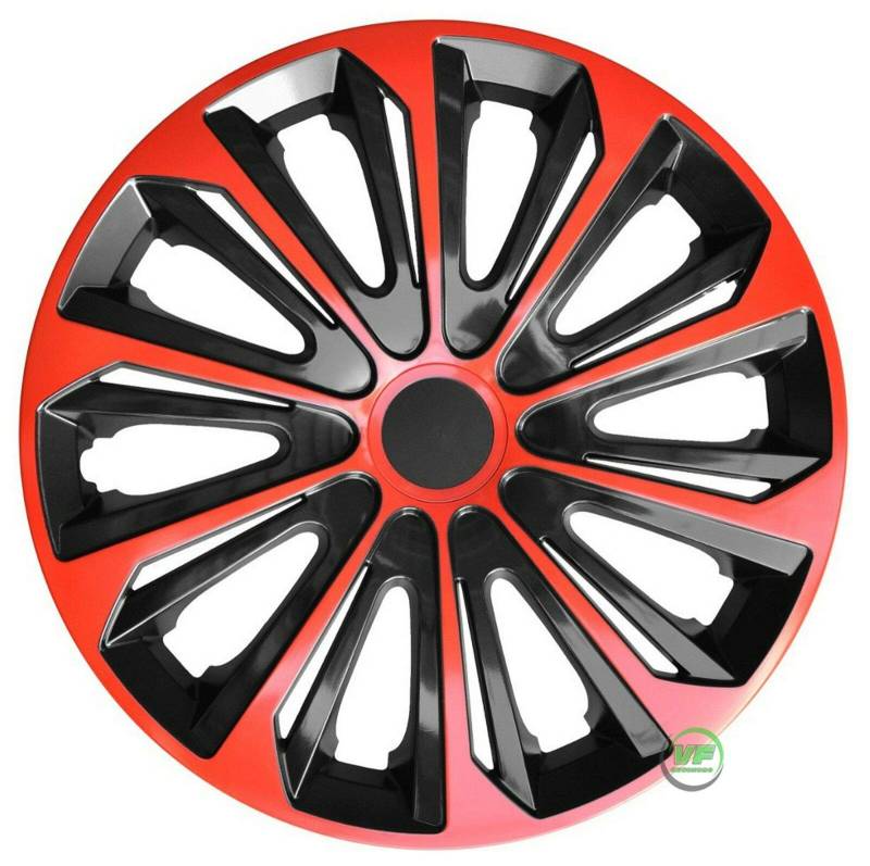 J&J AUTOMOTIVE | 16" Radkappen Radzierblenden 4er Set 16 Zoll Rot-Schwarz Strong, Radabdeckung, Radkappen, Zierblenden, Felgen von J&J AUTOMOTIVE