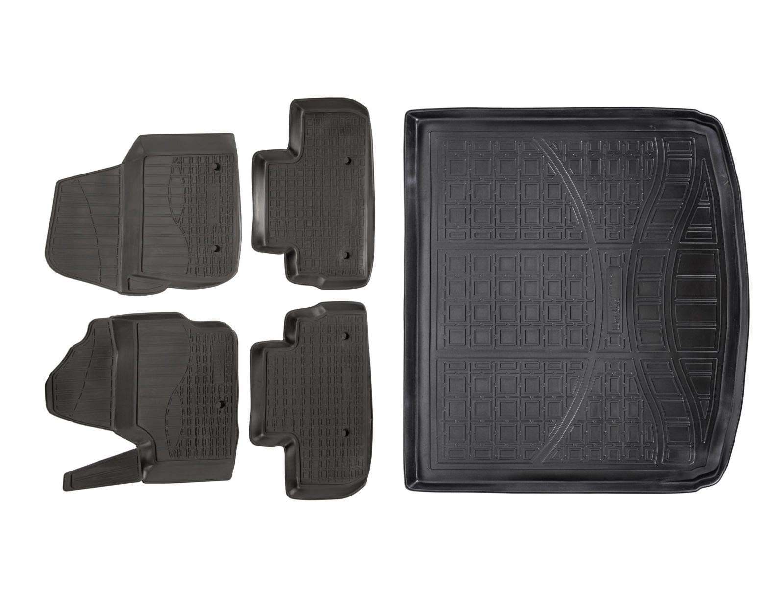 Norm Liners | Allwetter TPE Gummimatten + Kofferraumwanne Set Für Freelander 2, 2006-2016, Antirutsch, Passgenau, Rand 2-4cm, Schwarz von J&J AUTOMOTIVE