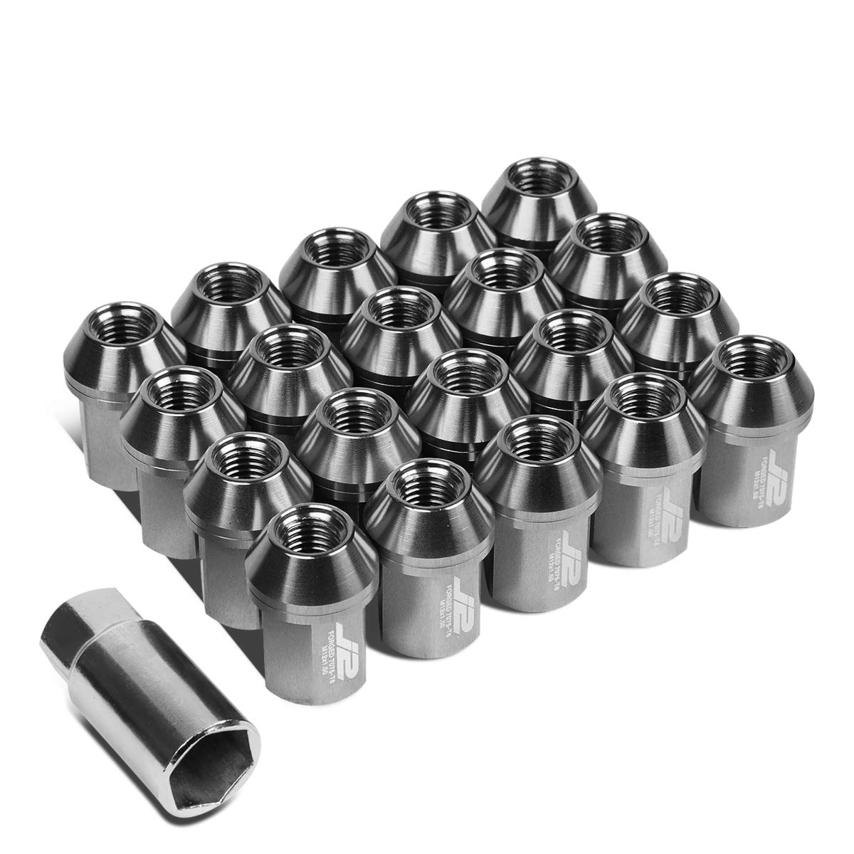 J2 Engineering 7075 Aluminium Silber M12 x 1,5 20 Stück L: 35 mm Close End Lug Nut w/Socket Adapter von J2 Engineering