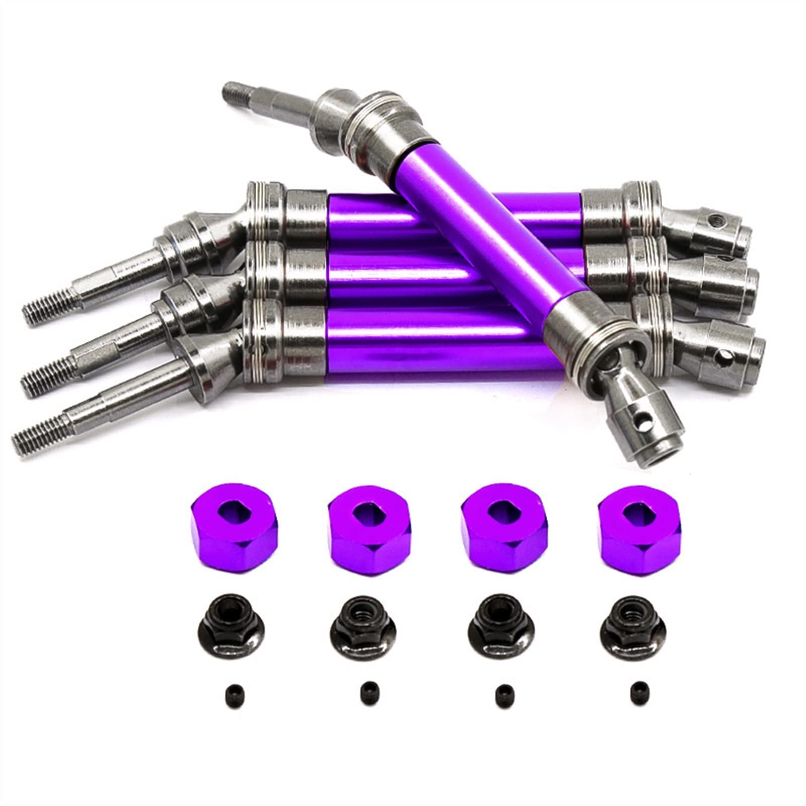 JAFYLO 4 STÜCKE CVD Vorne Hinten Antriebswelle Metall Getriebeachse, for Traxxas, Slash 4X4 1/10 RC Auto RC Spielzeug Zubehör RC-Auto-Upgradeteile(Purple) von JAFYLO