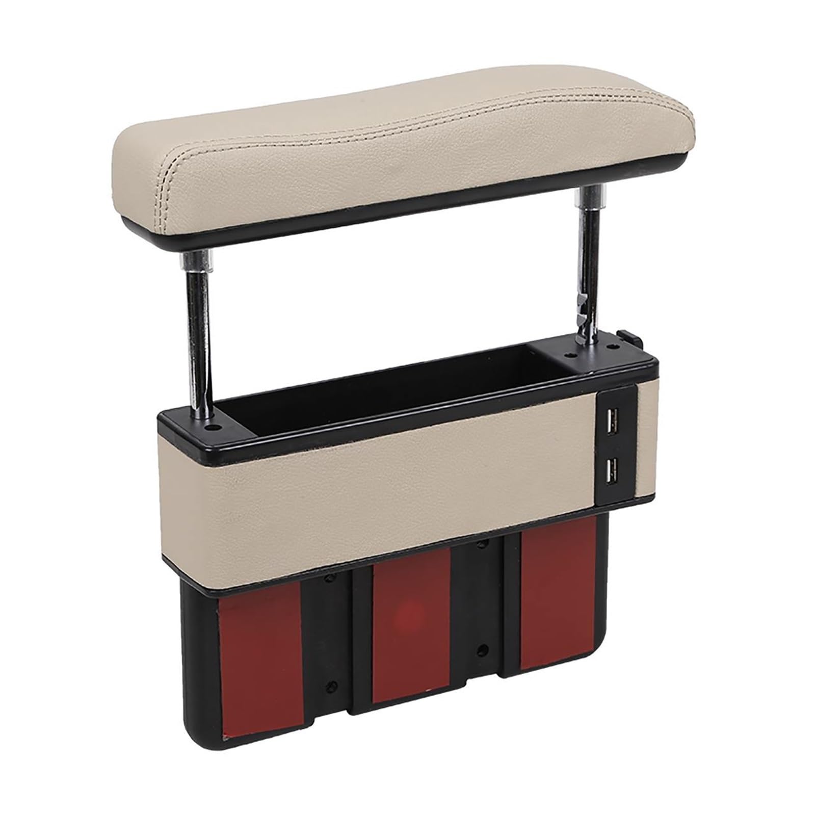 JAFYLO Auto-Armlehnenbox, verstellbare Ellenbogenstütze, Auto-Mittelkonsole, Auto-Sitzlücken-Organizer mit 4 USB-Anschlüssen Armlehnenbox für Mittelkonsole(Beige) von JAFYLO