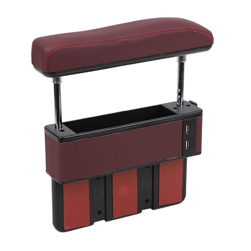 JAFYLO Auto-Armlehnenbox, verstellbare Ellenbogenstütze, Auto-Mittelkonsole, Auto-Sitzlücken-Organizer mit 4 USB-Anschlüssen Armlehnenbox für Mittelkonsole(Red) von JAFYLO