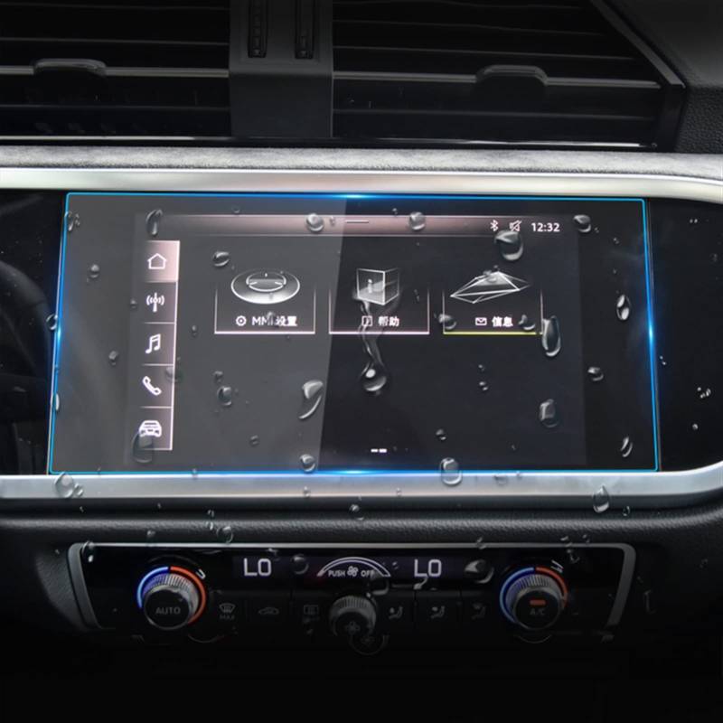 JAFYLO Displayschutzfolie aus gehärtetem Glas for Autonavigation, Instrumententafel, Displayschutzfolie, Aufkleber, for Audi Q3 F3 2019 2020 GPS-Displayschutz(Navigation Flim Blue) von JAFYLO