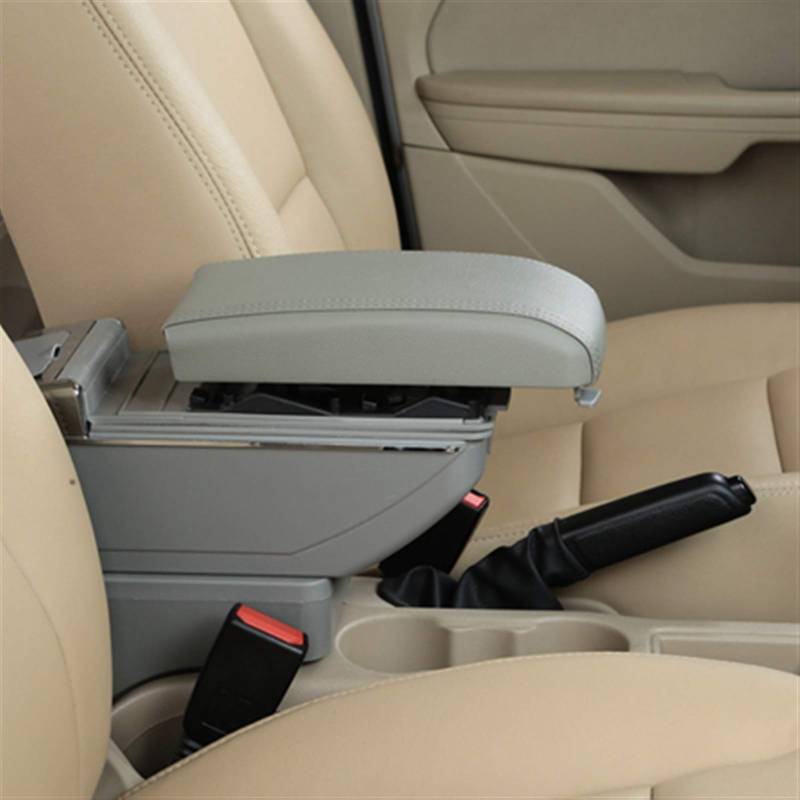 JAFYLO Drehbare Auto-Armlehne Perodua Bezza Dual Layer Large Space Central Store Inhaltsbox mit Getränkehalter Aschenbecher USB-Schnittstelle M Armlehnenbox für Mittelkonsole(D Styke Gray) von JAFYLO