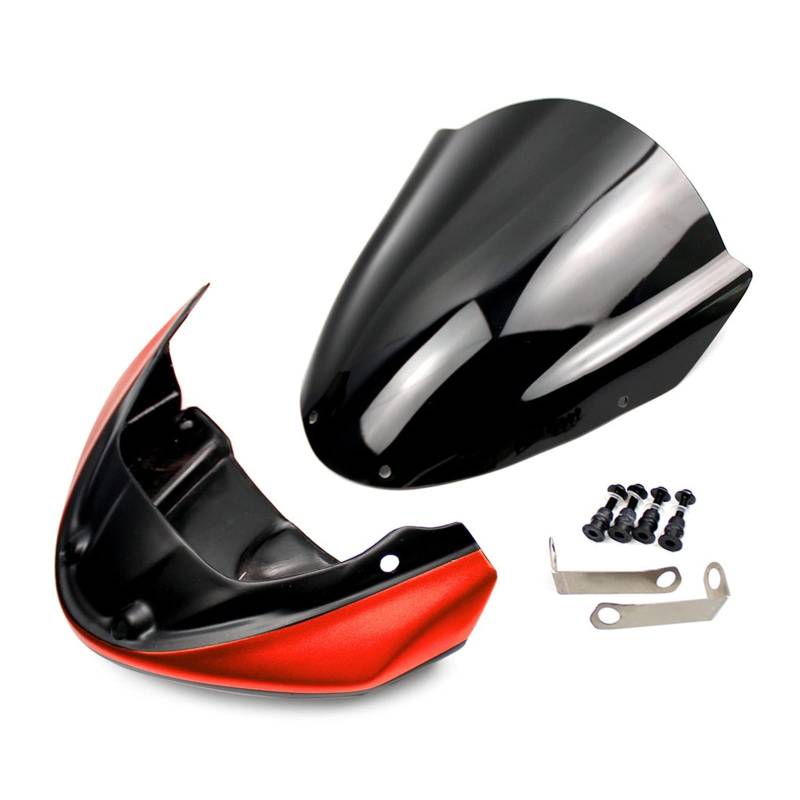 JAFYLO Windschutz Windschutzscheibe mit Halterung Frontwindabweiserabdeckung, for Yamaha, FZ MT 09 2014-2016 FZ09 MT09 FZ-09 MT-09 Windschutzscheibe(Red) von JAFYLO