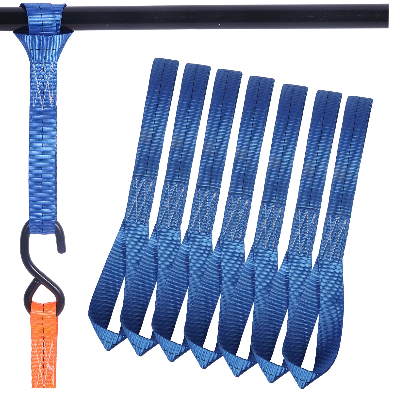 JAKAGO Weiche Spanngurte, strapazierfähig, gewebtes Nylon, Tragkraft 680 kg, ideal für Auto, Motorrad, Camping, Klettern, Aufhängebefestigungen (30 cm, blau), 8 Stück von JAKAGO