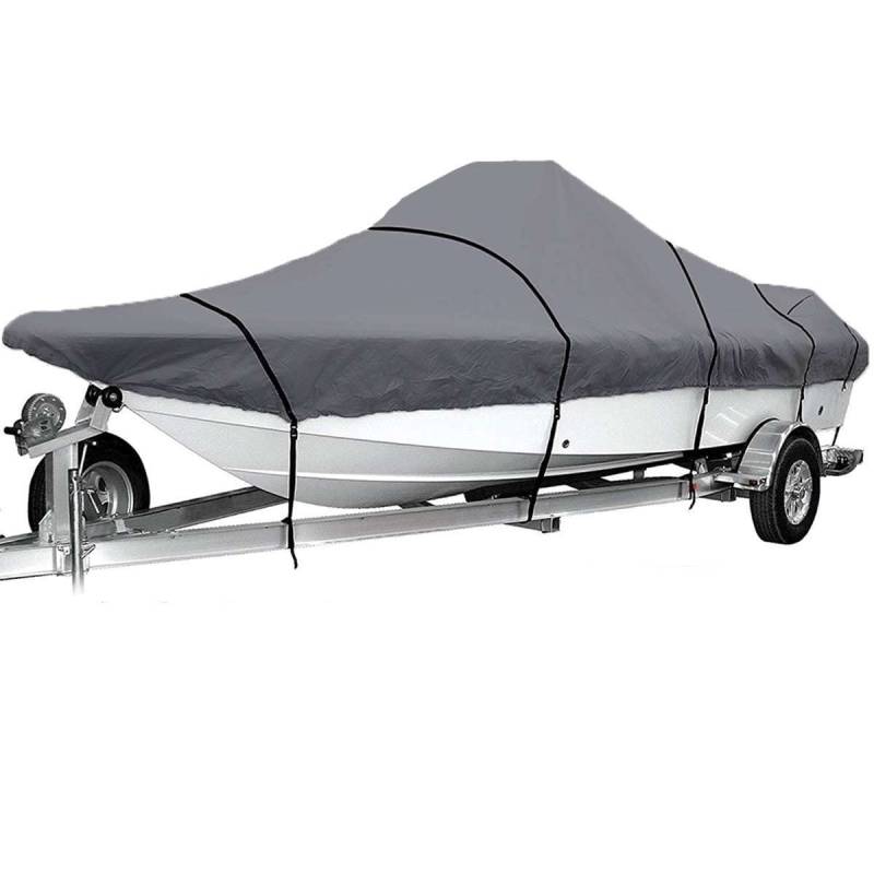 Bootsplane,Bootspersenning 210D Heavy Duty Marine Grade Bootsabdeckung wasserdichte Anti-Smashing Reißfeste Bass Boat Trailerable V-Hull Marine Cover (Color : Grey 21-23ft) von JAKMET