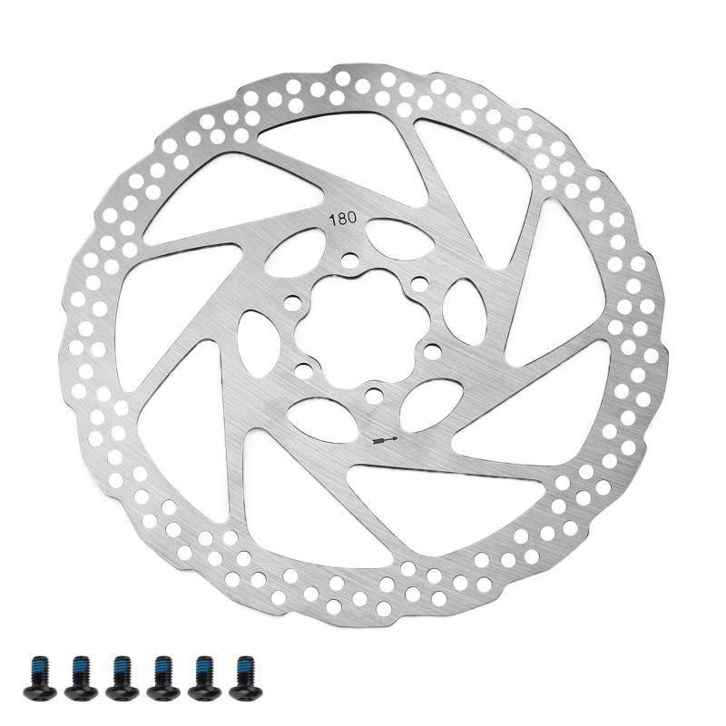 Fahrrad Bremsscheibe, JANDH Scheibenbremse Fahrrad, 1CR13 Edelstahl Bremsscheiben 6 holes, 180 mm Bremsscheibe Geeignet für Center Verhältnismäßig Lochmittenabstand von 44 mm von JANDH