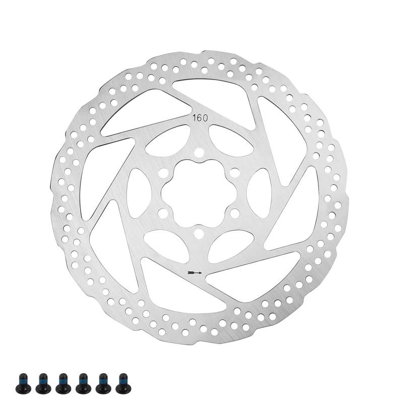 Fahrrad Bremsscheibe, JANDH Scheibenbremse Fahrrad, 1CR13 Edelstahl Bremsscheiben, 160 mm Fahrrad Scheiben Bremsscheibe, Rostfrei und Verschleißfest, Geeignet für Mittenlochabstand 44 mm von JANDH