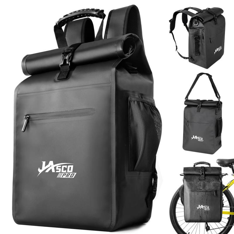 JASCOPRO 3 In 1 Fahrradtasche Gepäckträger, 25-32L Wasserdichte Gepäckträgertasche Radtasche Gepäckträger Fahrradtasche Rucksack Fahrrad Taschen hinten Gepäckträger mit 16" Laptopfach Schmutzabweisend von JASCOPRO