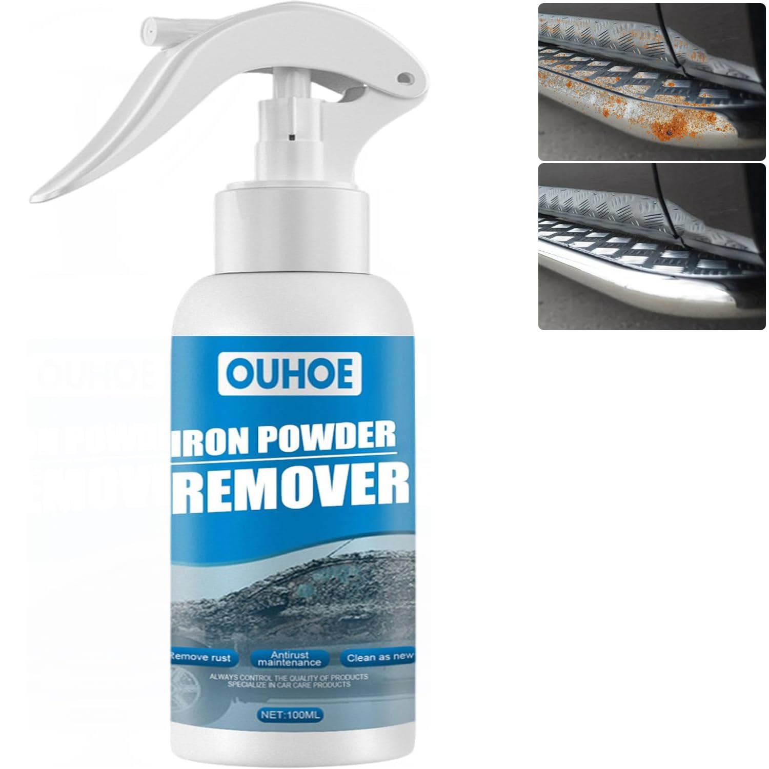 Ouhoe Eisenpulverentferner Rostumwandler RostlöSer, Auto Rostentferner Metall Rostentfernungsspray, Rust Remover Spray, Rostflecken Entferner (100 ml) von JASUBAI