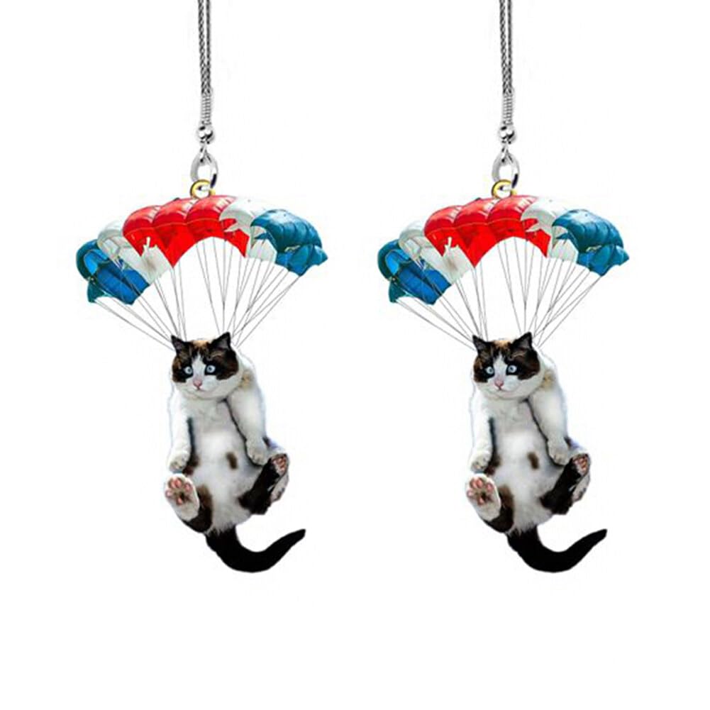 2 Pack Nette Katze Rückspiegel Ornament, Katze Auto Hängen Anhänger mit Bunte Ballon, Katze Hängende Anhänger Ornament Auto Dekoration Rückspiegel Anhänger Auto Innendekoration Styling Zubehör von JAWSEU