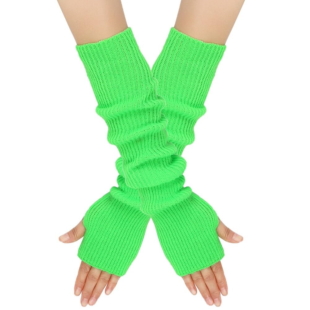 JAWSEU Fingerlose Armstulpen Damen Armwärmer lange Stulpen Fingerlose Handschuhe Handwärmer mit Daumenloch lang Pulswärmer Warm weiche Handschuhe für Winter Stricken Armwärmer Dehnbare Handschuhe von JAWSEU