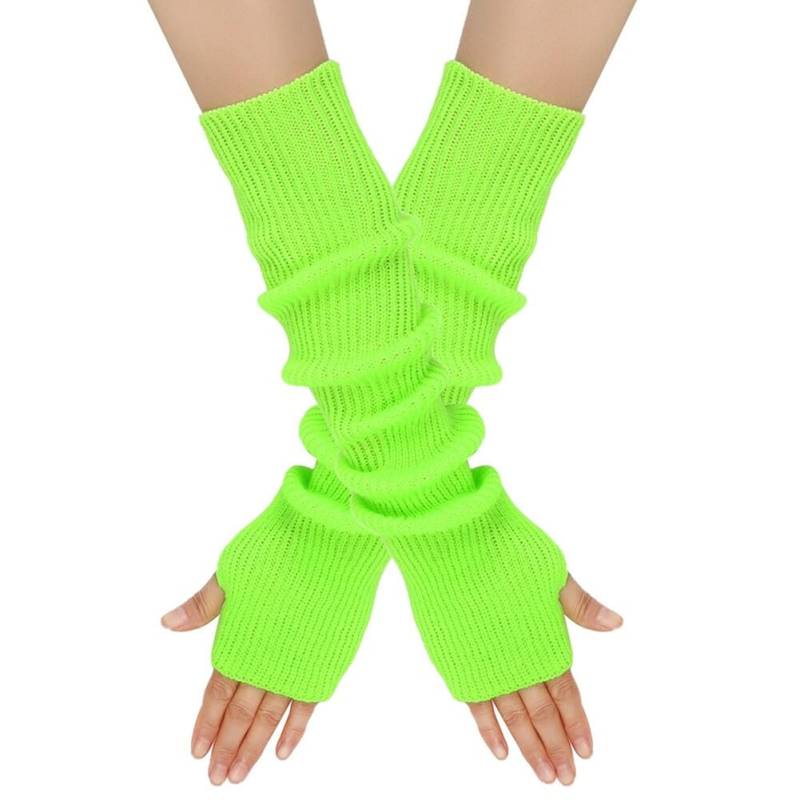 JAWSEU Fingerlose Armstulpen Damen Armwärmer lange Stulpen Fingerlose Handschuhe Handwärmer mit Daumenloch lang Pulswärmer Warm weiche Handschuhe für Winter Stricken Armwärmer Dehnbare Handschuhe von JAWSEU