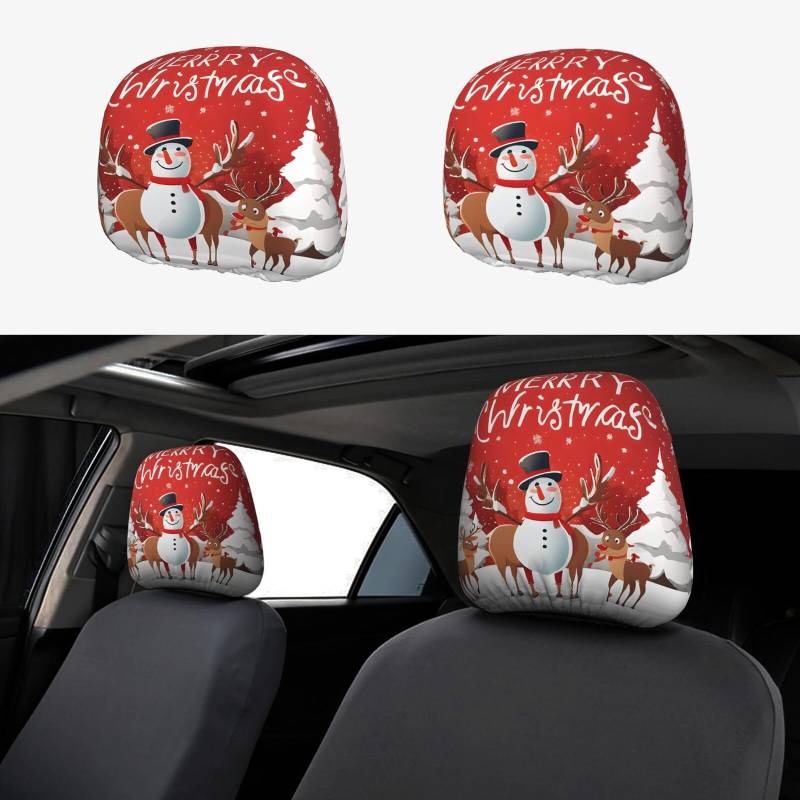 JAYWIS (Merry Christmas) 2er-Pack Auto-Kopfstützenbezüge, weiches dehnbares Polyester, einfache Installation, schützt vor Flecken, Staub, Geschenk, Hochzeit von JAYWIS