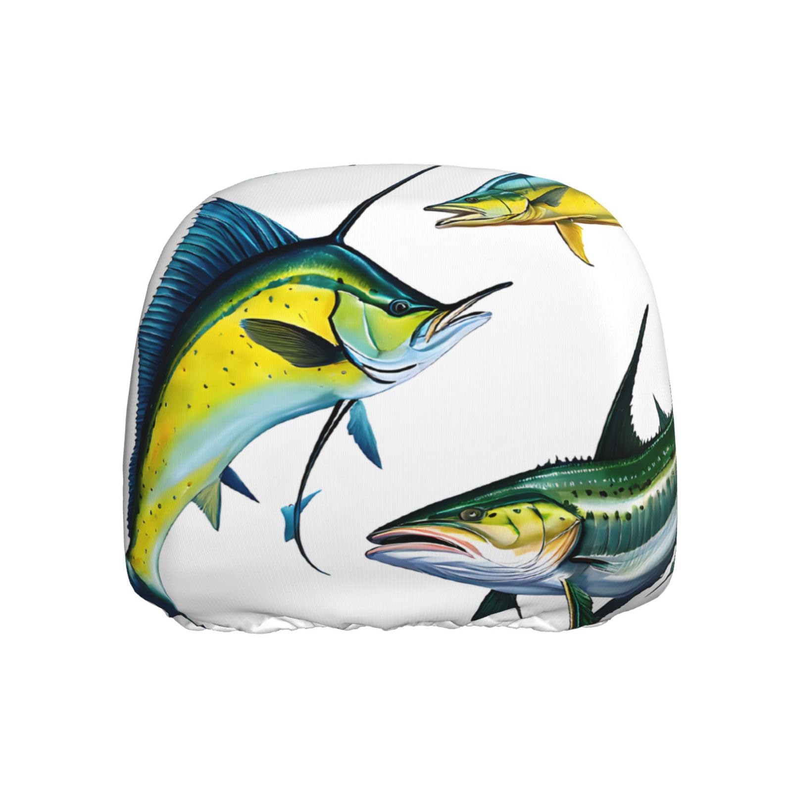 JAYWIS Fish Art Universal-Auto-Kopfstützenbezug, UV-/Staub-/Kratzschutz, dehnbare Passform für SUV/LKW/Sedan, dekorativer Sitzschutz von JAYWIS