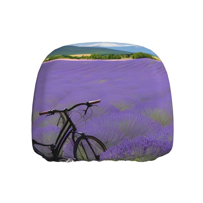 JAYWIS Lavender Field Retro Bike Agriculture – Universeller Auto-Kopfstützenbezug – UV-/Staub-/Kratzschutz, dehnbare Passform für SUV/LKW/Sedan, dekorativer Sitzschutz von JAYWIS