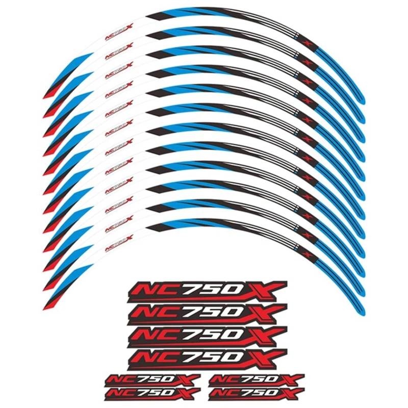 JAYWIS Motorradaufkleber 17-Zoll-Felgenaufkleber Für H&onda NC750X NC750 NC 750 X 750X 2014-2023, Felgenreifen-Set, Streifen, Klebeband, Aufkleber Felgenrandaufkleber(BLAU) von JAYWIS