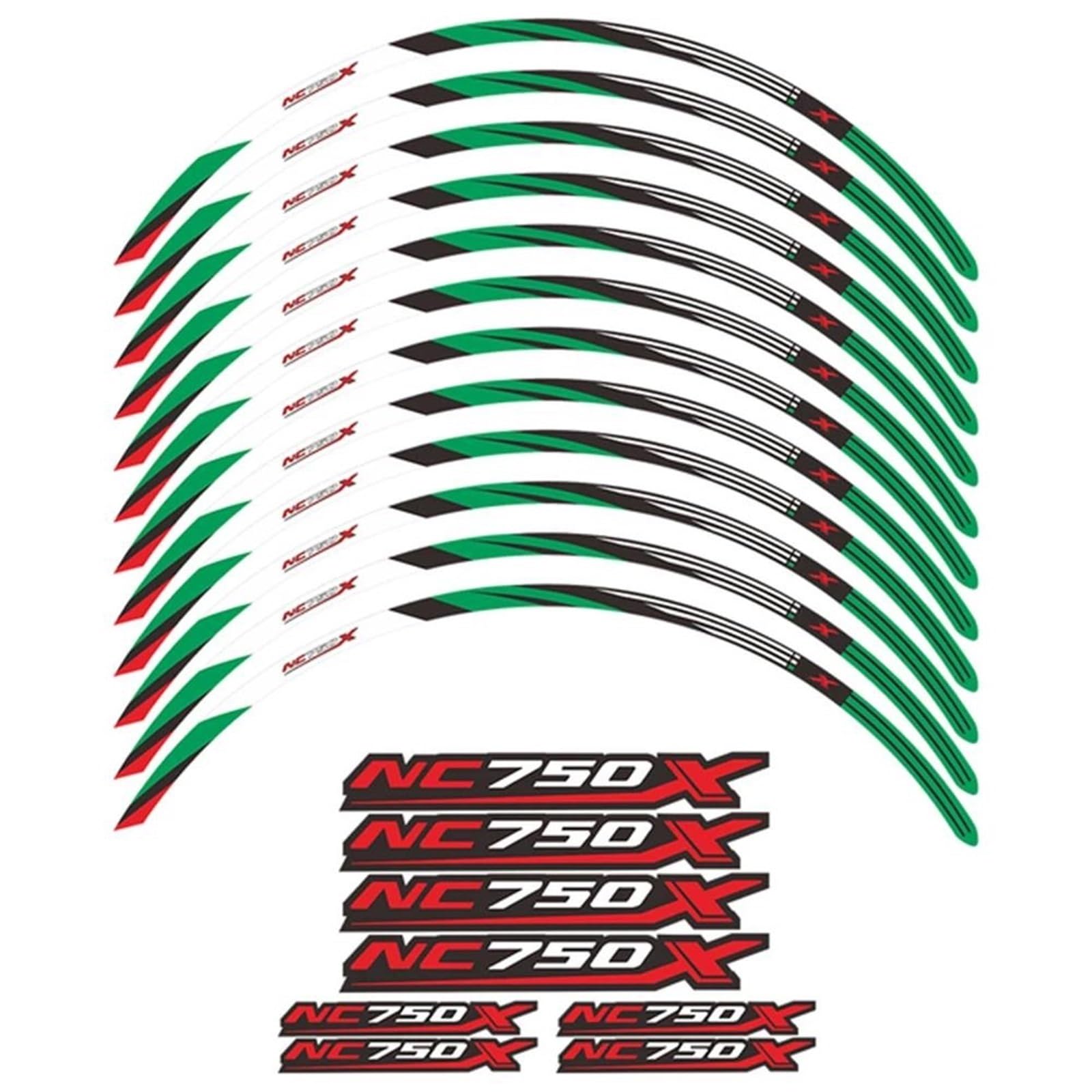 JAYWIS Motorradaufkleber 17-Zoll-Felgenaufkleber Für H&onda NC750X NC750 NC 750 X 750X 2014-2023, Felgenreifen-Set, Streifen, Klebeband, Aufkleber Felgenrandaufkleber(GRÜN) von JAYWIS