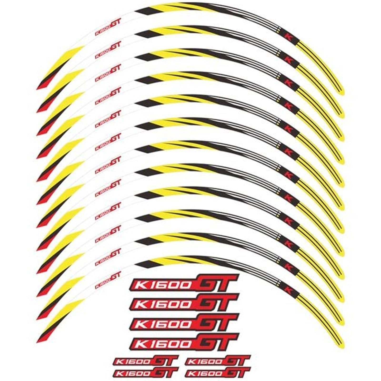 JAYWIS Motorradaufkleber 17-Zoll-Radaufkleber Für Motorradfelgen, Aufkleber Für BMW K1600GT K 1600 K1600 GT 2011-2023 2020 2021, Reflektierendes Streifenband Felgenrandaufkleber(Gelb) von JAYWIS