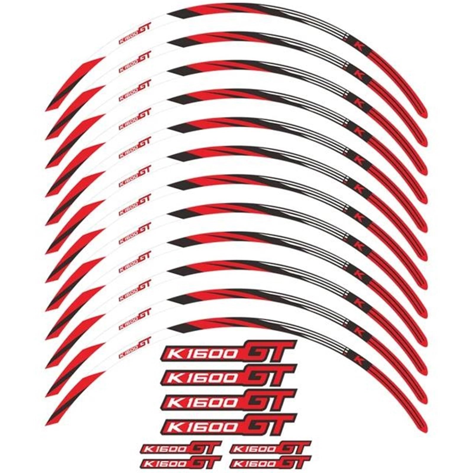 JAYWIS Motorradaufkleber 17-Zoll-Radaufkleber Für Motorradfelgen, Aufkleber Für BMW K1600GT K 1600 K1600 GT 2011-2023 2020 2021, Reflektierendes Streifenband Felgenrandaufkleber(ROT) von JAYWIS