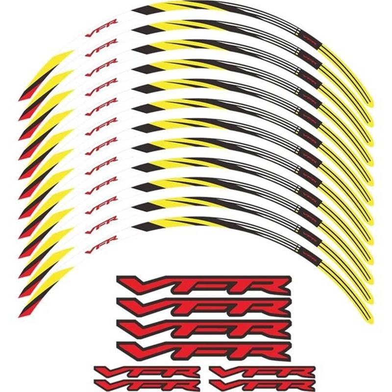 JAYWIS Motorradaufkleber Motorrad-Radaufkleber, Felgenaufkleber, Reflektierendes Streifenband Für H&onda VFR1200X VFR 1200X Crosstourer 2012-2020 2018 Felgenrandaufkleber(Gelb) von JAYWIS