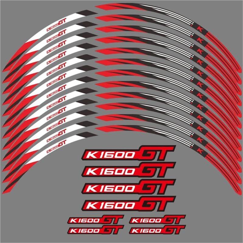 JAYWIS Motorradaufkleber Motorrad-Radaufkleber-Set Für BMW K1600GT K 1600 K1600 GT 2011-2023 Reflektierendes Felgenreifen-Set Aufkleber Felgenrandaufkleber(ROT) von JAYWIS