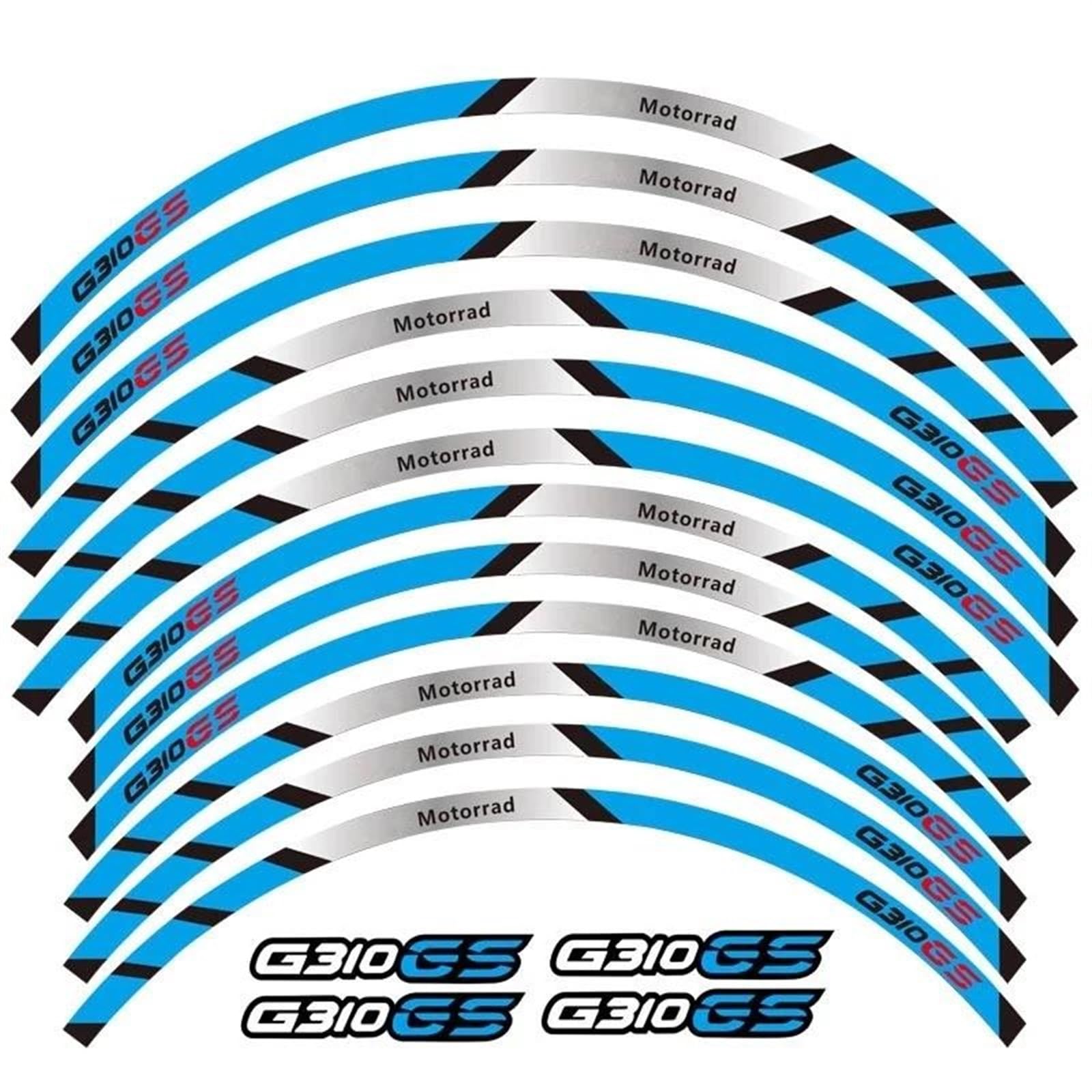 JAYWIS Motorradaufkleber Reflektierender Motorrad-Radaufkleber, Nabenaufkleber, Felgenstreifenband, Wasserdichtes Zubehör Für BMW G310GS Felgenrandaufkleber(BLAU) von JAYWIS