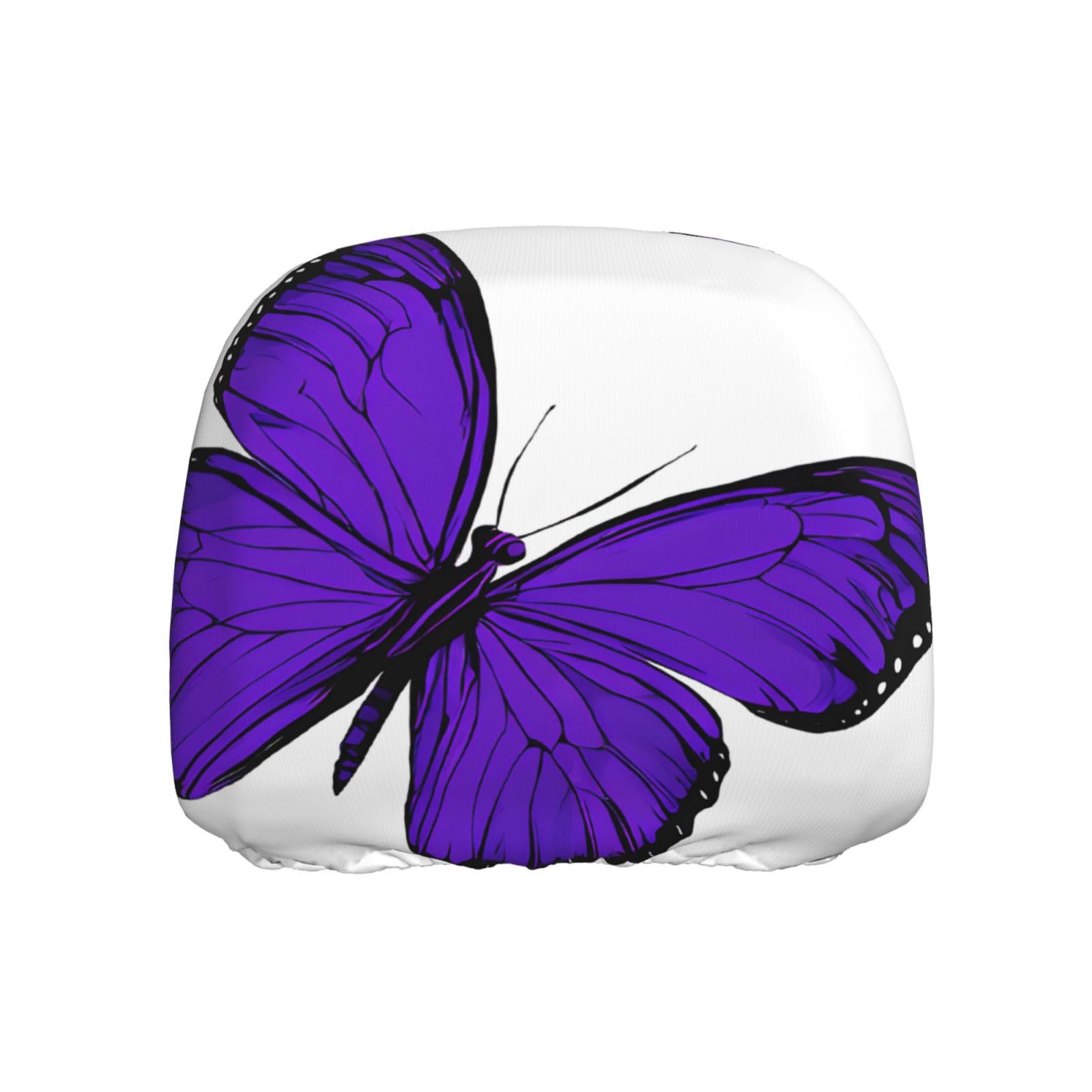 JAYWIS Purple Butterfly Universal-Auto-Kopfstützenbezug, UV-/Staub-/Kratzschutz, dehnbare Passform für SUV/LKW/Sedan, dekorativer Sitzschutz von JAYWIS