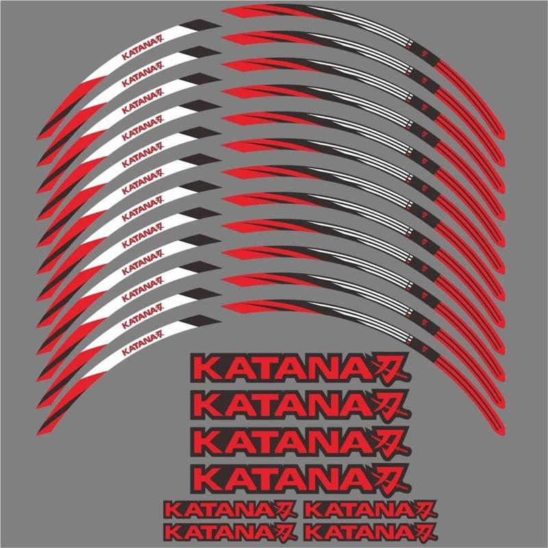 Motorradaufkleber Motorrad-Aufkleber Für Vorder- Und Hinterrad, Felgennabenaufkleber, Wetterfestes Reflektierendes Streifenband Für Suzuki Katana 1000 Katana1000 2019–2023 Felgenrandaufkleber(ROT) von JAYWIS