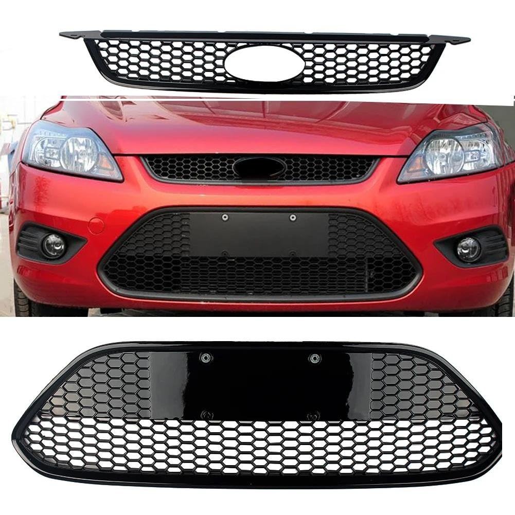 Auto Für F&ord Für Focus Fließheck Limousine 2009 2010 2011 2012 2013 2014 2015 Frontgrill Unten Stoßstange Wabenkiemen Zubehör(Vollständiger Satz) von JBJXFAMAY