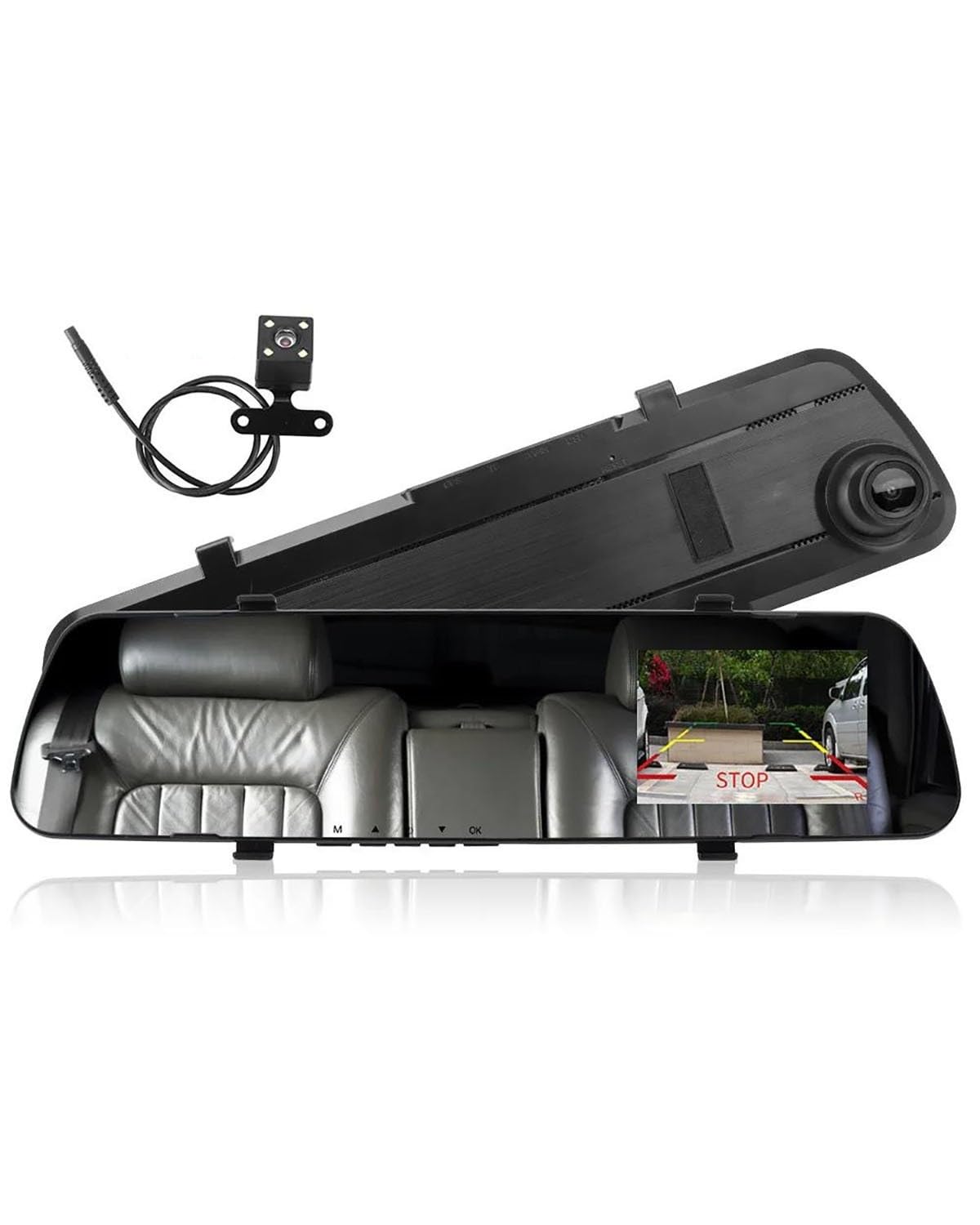 Autokamera Auto DVR Rückspiegel Dash Cam Kamera Dual Lens Dashcam 4,5 Zoll Full HD 32G Kartenset Kfz-Zubehör Dashcam(Dual Cameras None) von JCAKES